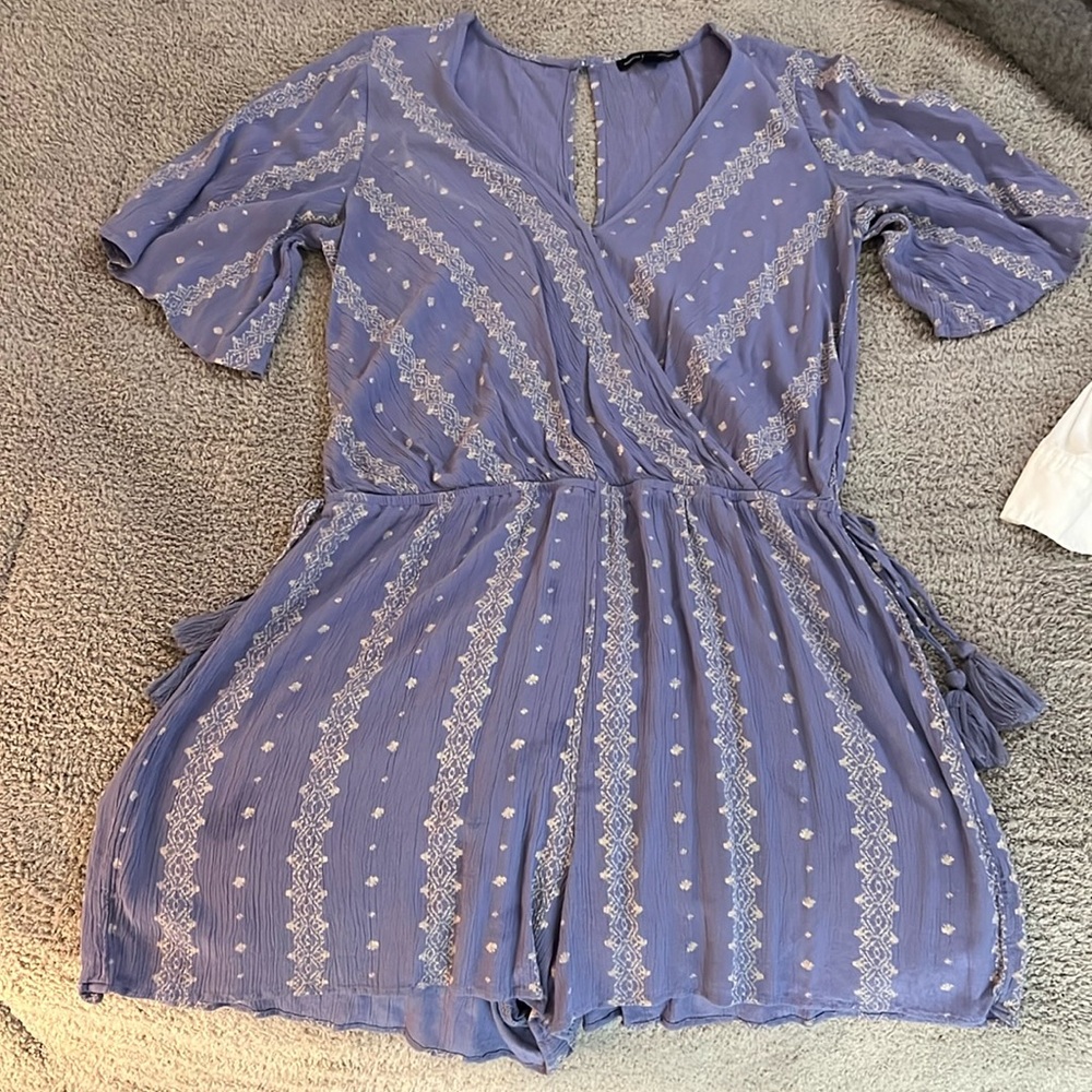 AE Printed Kimono Wrap Romper, Medium